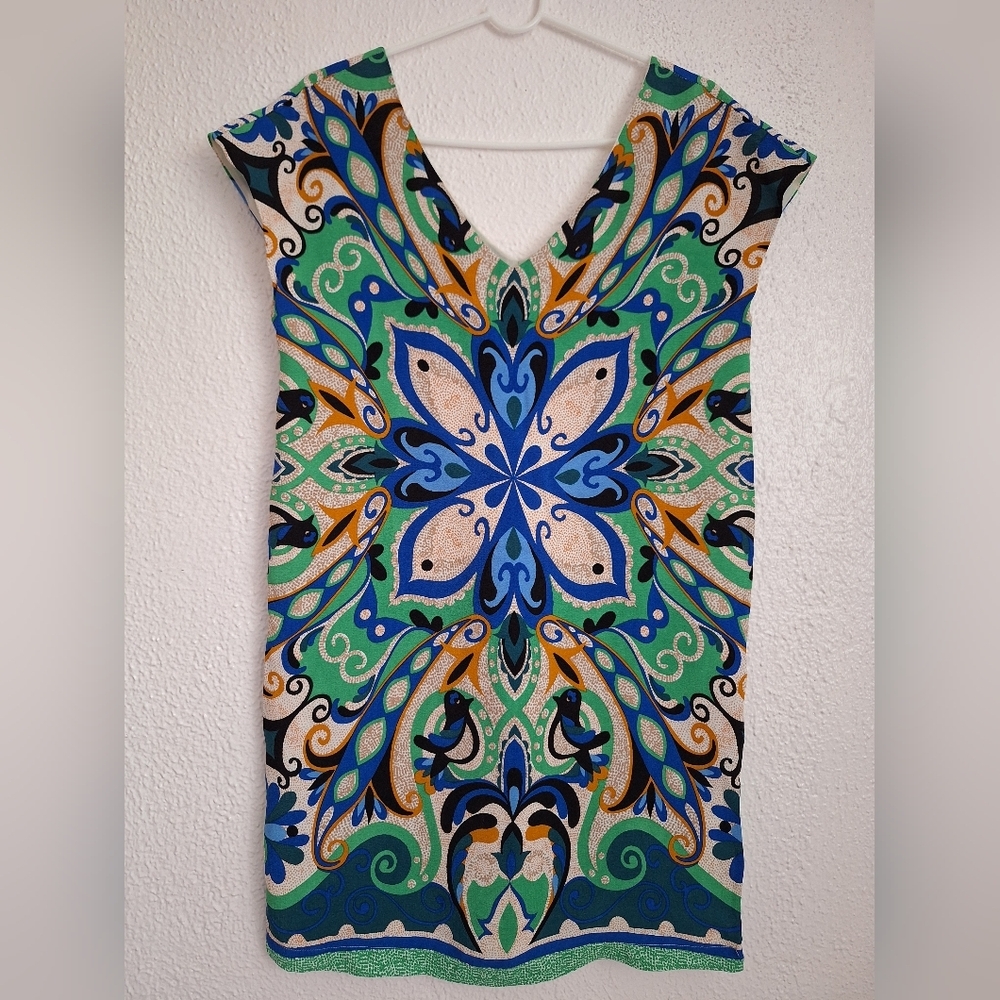 MAEVE Resort Sheath Dress Blue Green V-Neck
